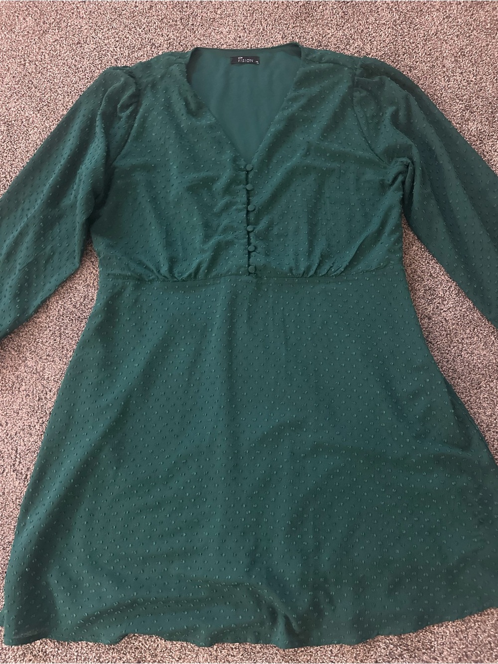 Green Midi Dress with Button Front by TRESION